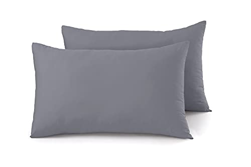 A ATH COLLECTION 100% Egyptian Cotton Pair OF Pillowcases 200 Thread Count Soft Pillow Cases 2 Pack (Gray)
