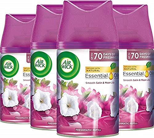Air Wick Air Wick Air Freshener Freshmatic Auto Spray Refill SMOOTH SATIN and MOON LILY, Pack of 4
