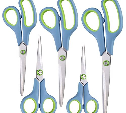 CCR Scissors, Stainless Steel Scissors, Soft Grip Multi-Purpose Scissors, Suitable for Home, Office and School, 5 Set.