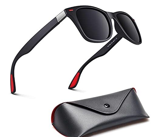CUQOO Polarised Sunglasses for Men & Women – Premium Retro Sun glasses Unisex – 100% UV protection Sunglasses for Driving, Fishing, Hiking, & Sport – Polarized Sunglasses Men & Women (Black, Black)