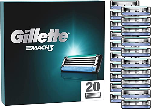 Gillette Mach3 Razor Blades Men, Pack of 20 Razor Blade Refills, Stronger Than Steel Blades (Packaging May Vary)