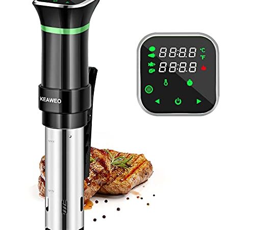 KEAWEO Sous Vide, Immersion Circulator Thermal Immersion Circulator Sous Vide Machine Cooker, Ultra-Quiet, Accurate Temperature 25-95℃ Digital Timer, Menu Function, Stainless Steel 1100W